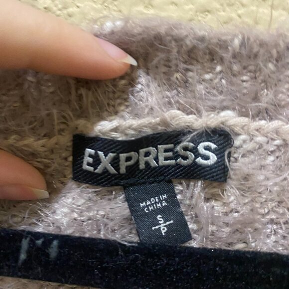 Express | Lace Up Tie Front Sweater, Size S | Dusty Mauve - Picture 3 of 3